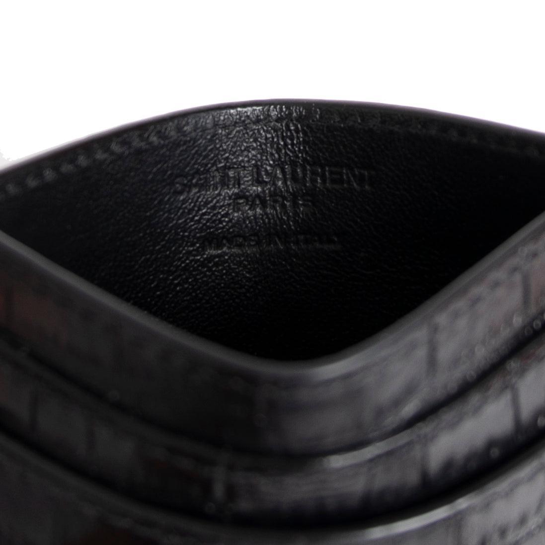 Saint Laurent Crocodile Embossed Paris Credit Card Case