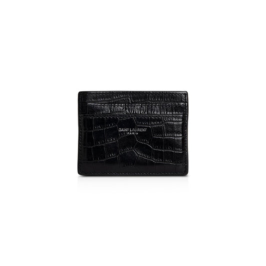 Saint Laurent Crocodile Embossed Paris Credit Card Case