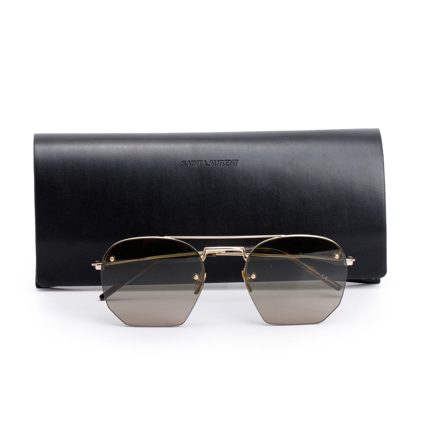 Saint Laurent Gold Tone SL 422 Aviator Sunglasses