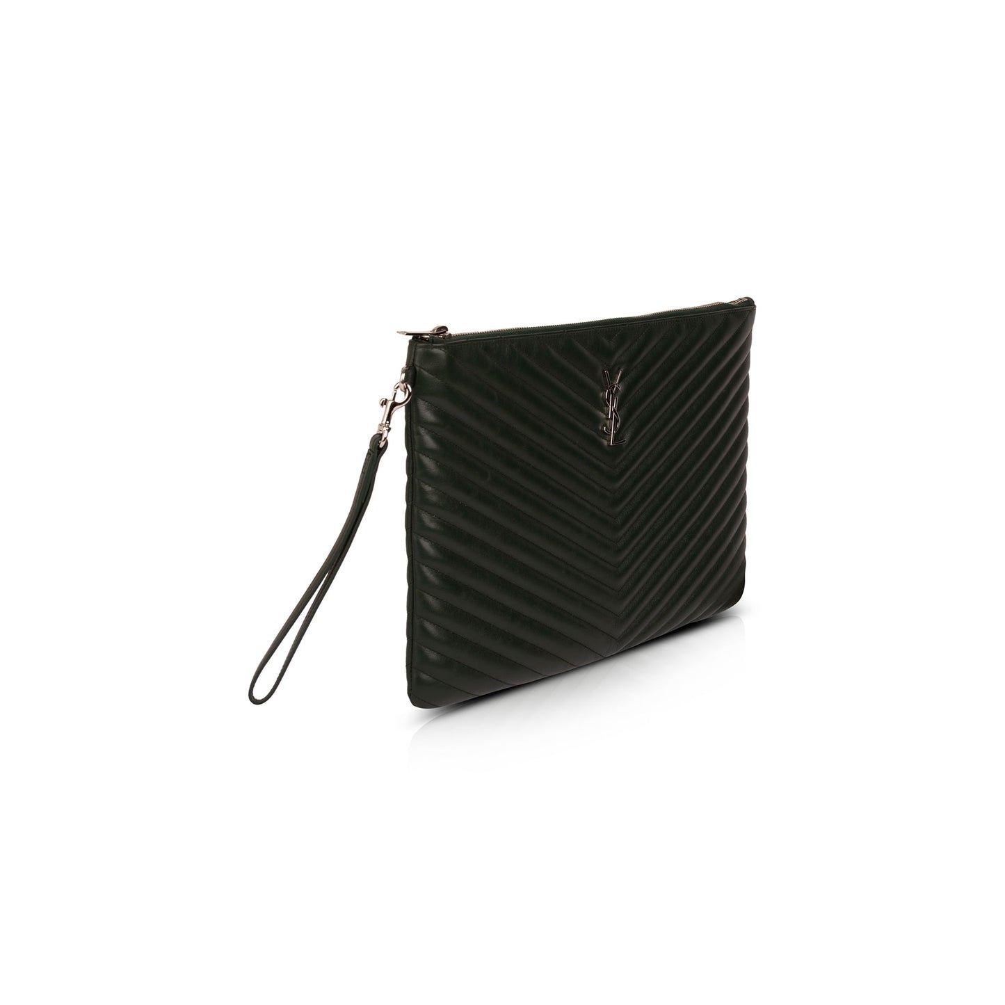 Saint Laurent Green Matelasse Document Holder