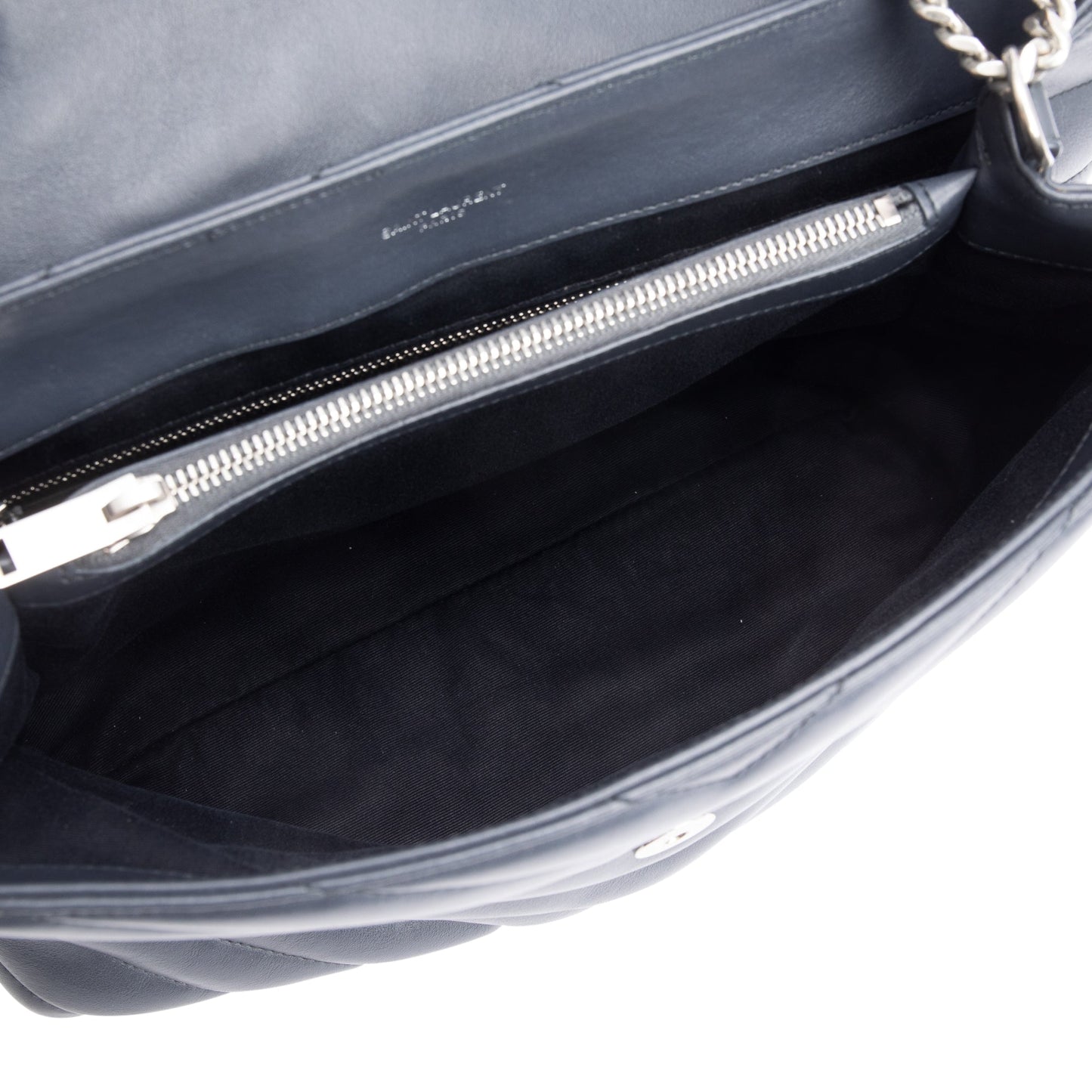 Saint Laurent Grey Quilted Leather Medium Loulou Monogram Shoulder Bag