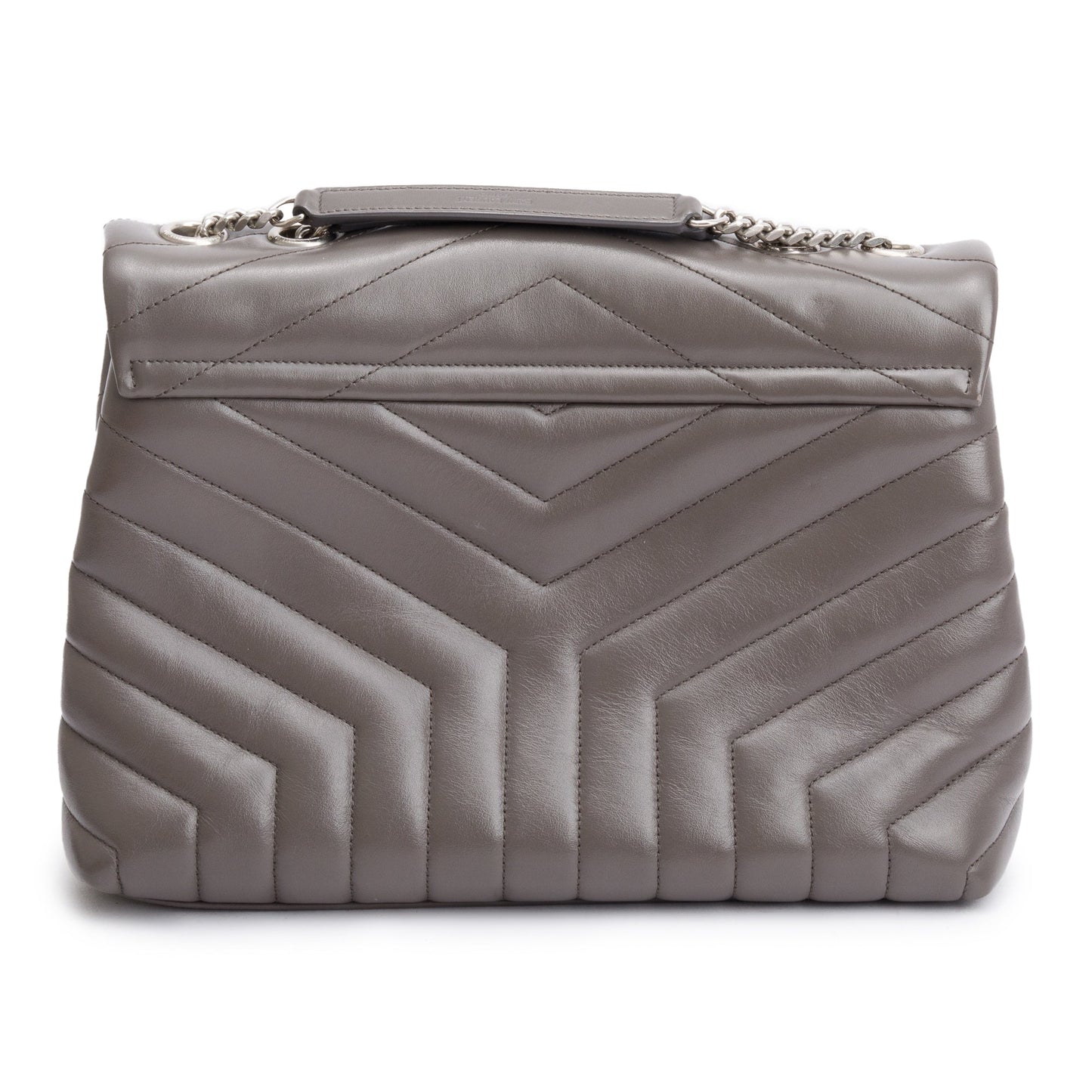Saint Laurent Grey Quilted Leather Medium Loulou Monogram Shoulder Bag