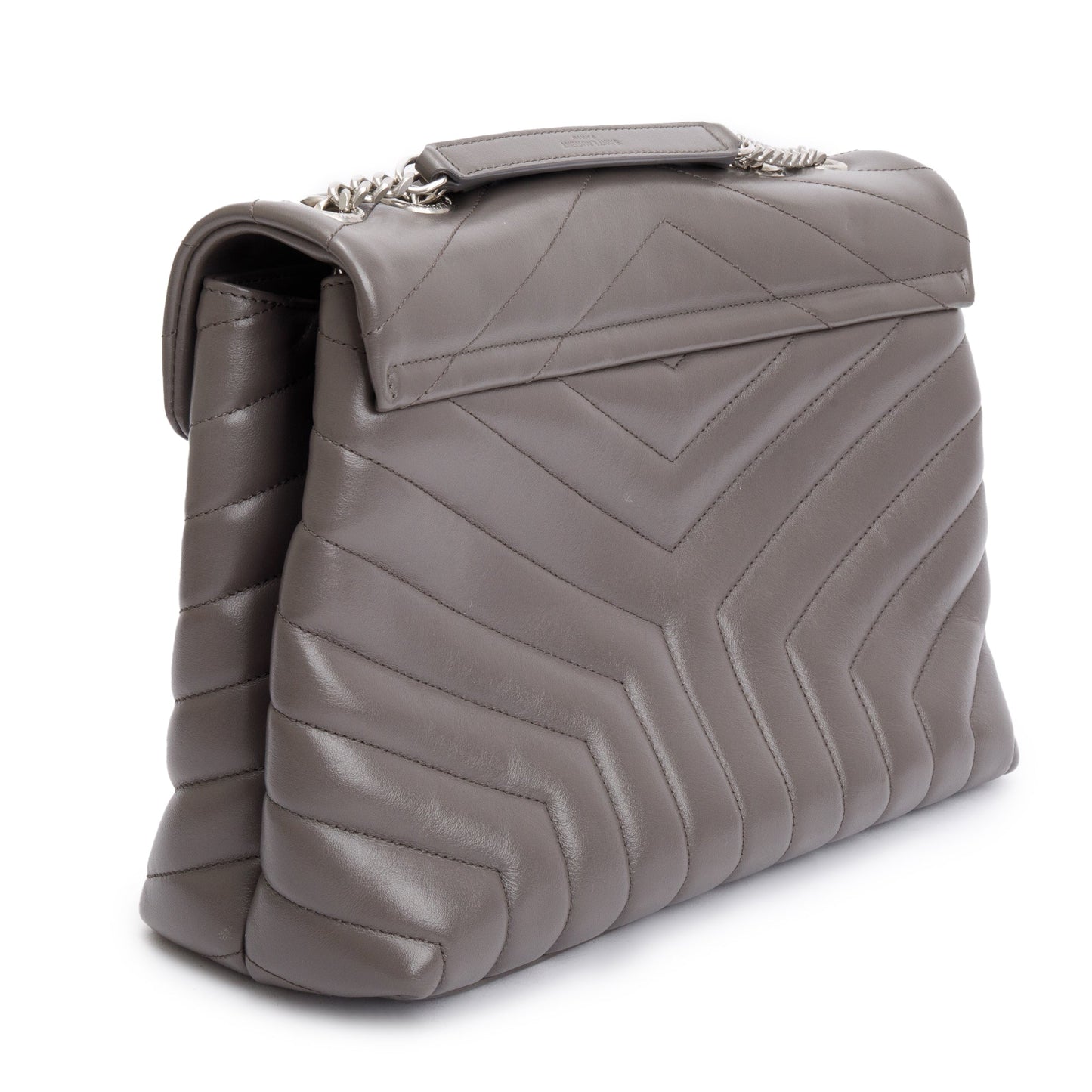 Saint Laurent Grey Quilted Leather Medium Loulou Monogram Shoulder Bag
