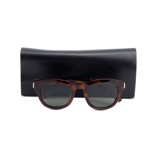 Saint Laurent Havana Acetate Bold 2 Round Sunglasses