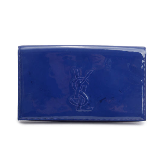 Saint Laurent Large Blue Patent Leather Belle de Jour Clutch
