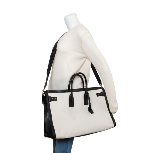 Saint Laurent Linen Calfskin Souple Sac De Jour 48H Duffle