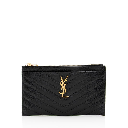 Luxury Saint Laurent Trending 2025 Matelasse Grain de Poudre Monogram Bill Pouch (SHF-ikSGxC)