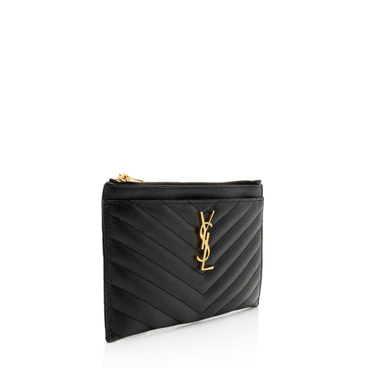Luxury Saint Laurent Trending 2025 Matelasse Grain de Poudre Monogram Bill Pouch (SHF-ikSGxC)