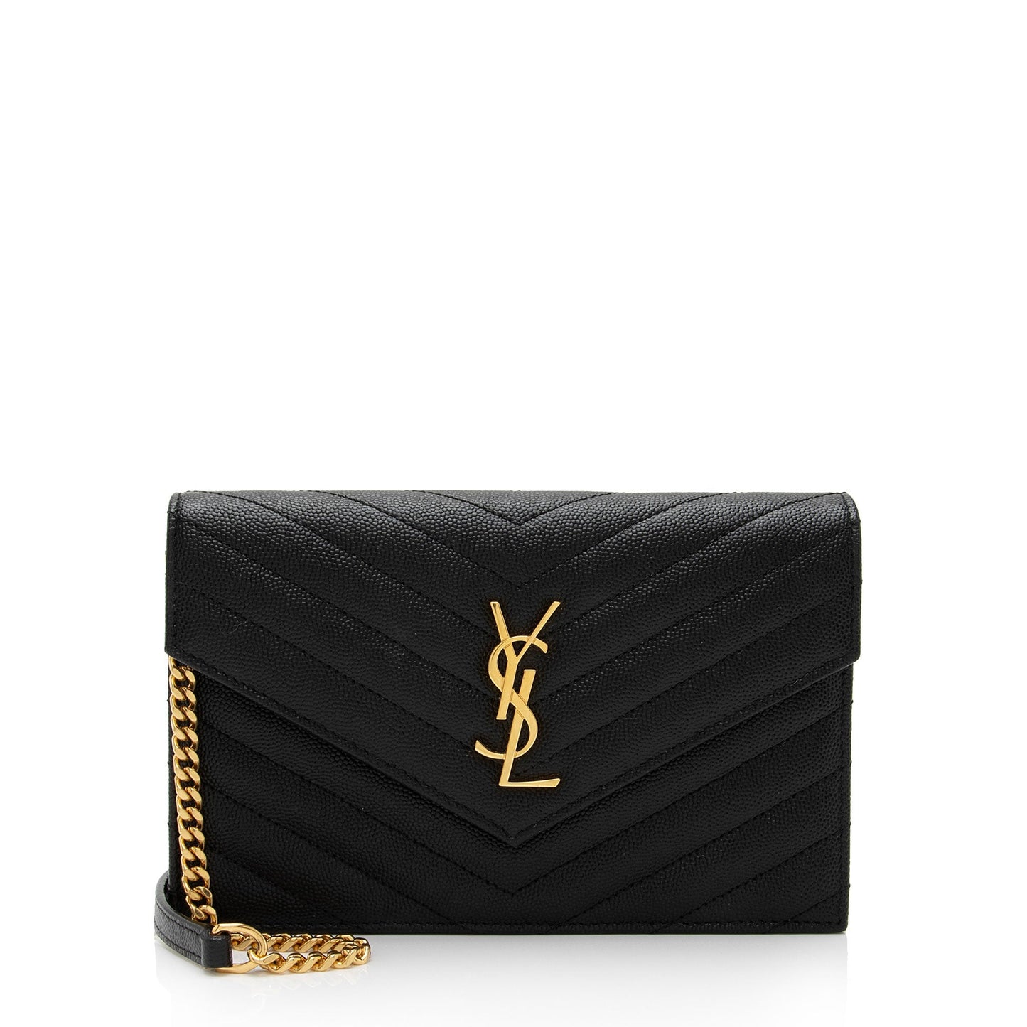 Luxury Saint Laurent Trending 2025 Matelasse Grain de Poudre Monogram Envelope Chain Wallet (SHF-qb9r0n)
