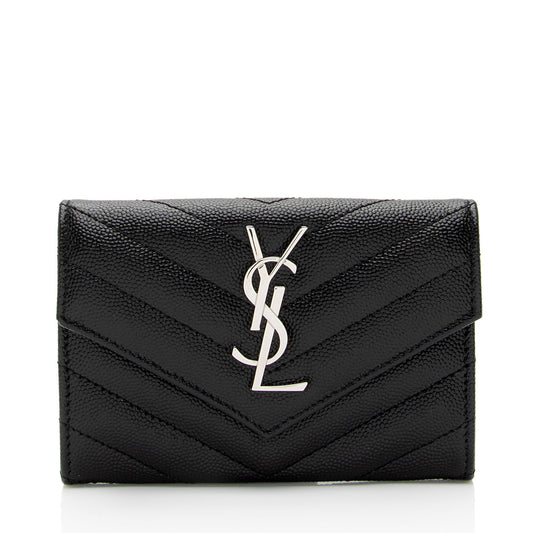Luxury Saint Laurent Trending 2025 Matelasse Grain de Poudre Monogram Envelope Small Wallet (SHF-IW3B5H)