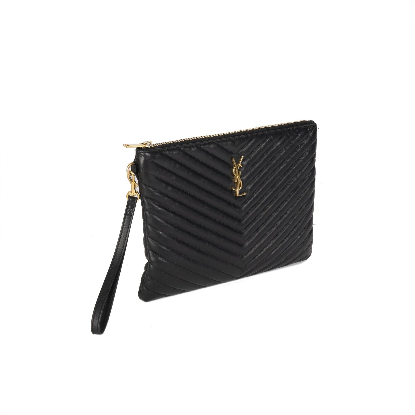 Saint Laurent Matelasse Monogram Wristlet Pouch