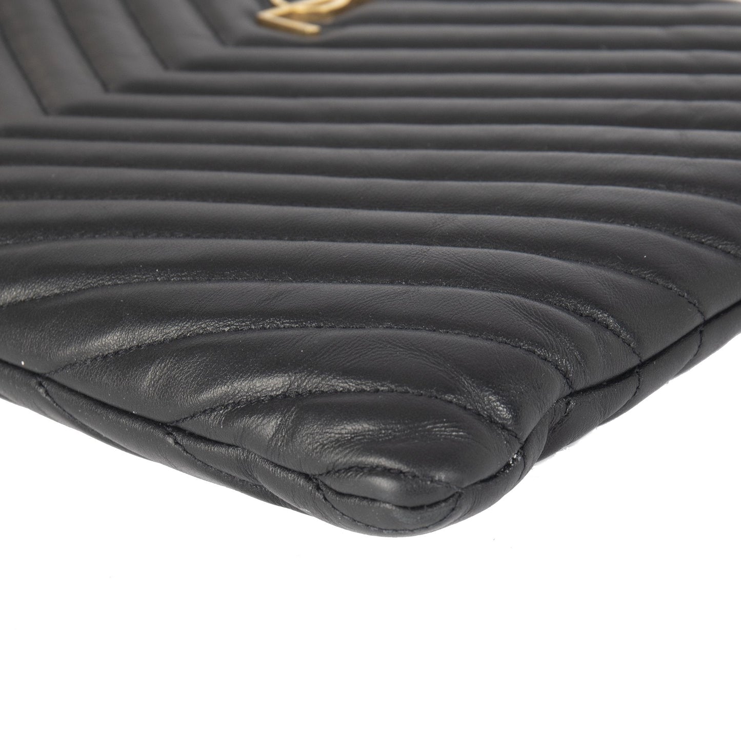 Saint Laurent Matelasse Monogram Wristlet Pouch