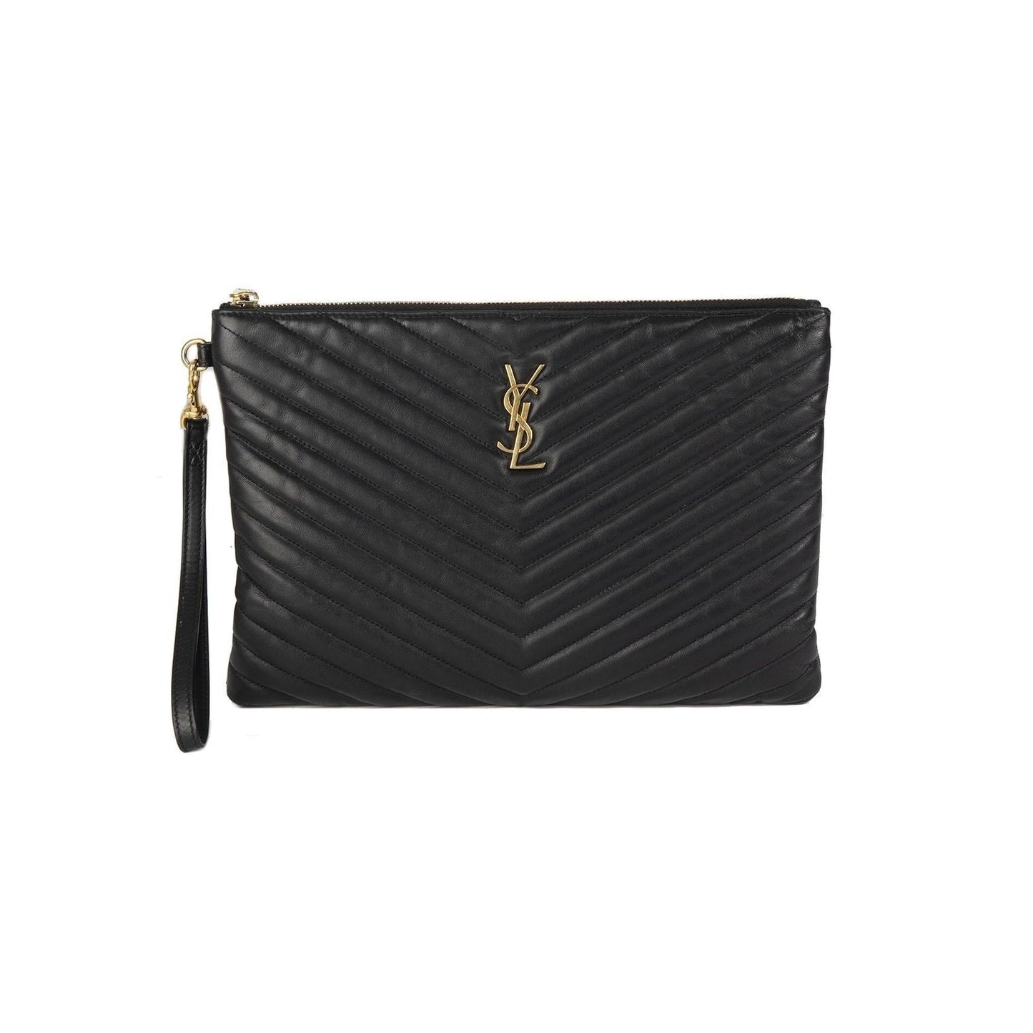 Saint Laurent Matelasse Monogram Wristlet Pouch