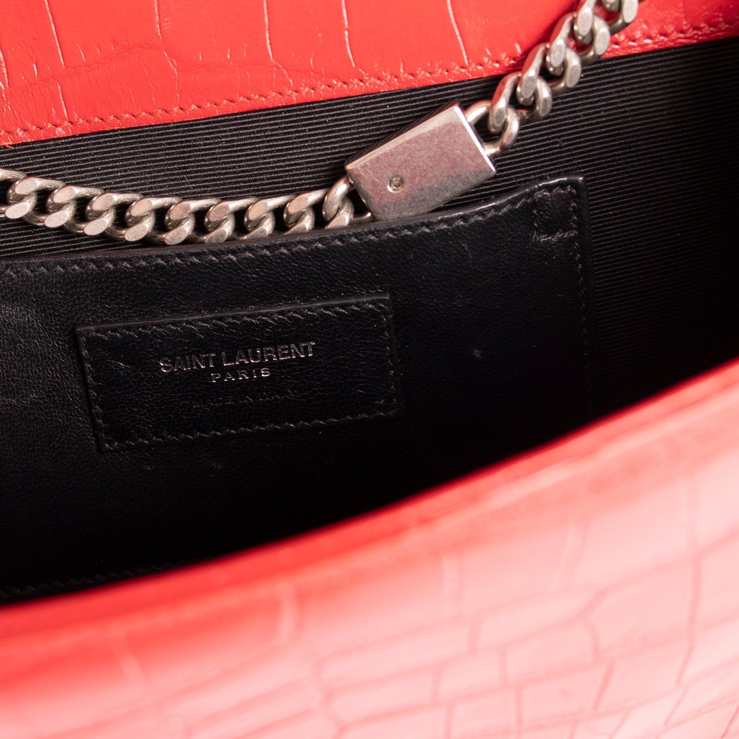 Saint Laurent Medium Croc-Embossed Monogram Kate Tassel Bag