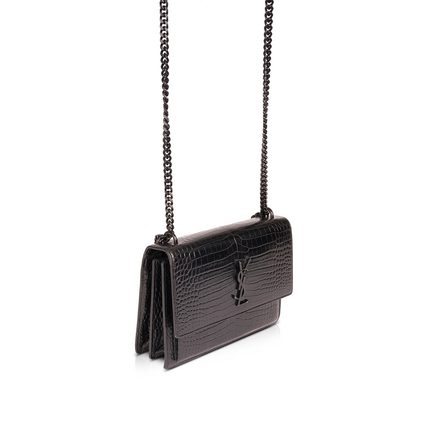 Saint Laurent Medium Crocodile Embossed Sunset Bag
