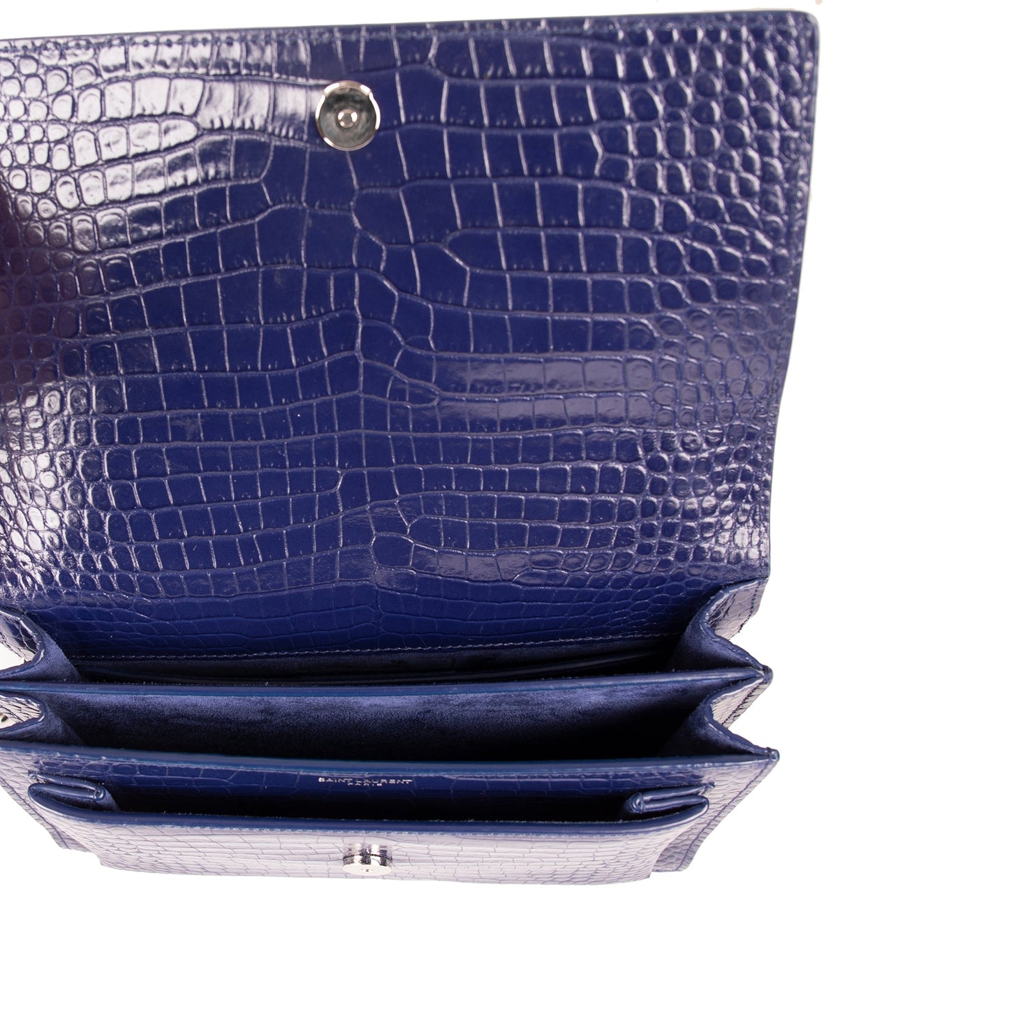 Saint Laurent Medium Crocodile Embossed Sunset Bag
