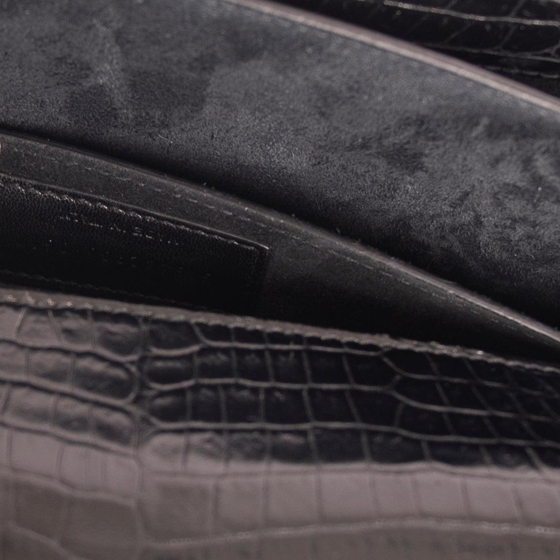 Saint Laurent Medium Crocodile Embossed Sunset Bag