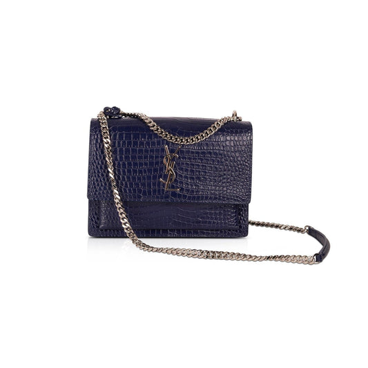 Saint Laurent Medium Crocodile Embossed Sunset Bag