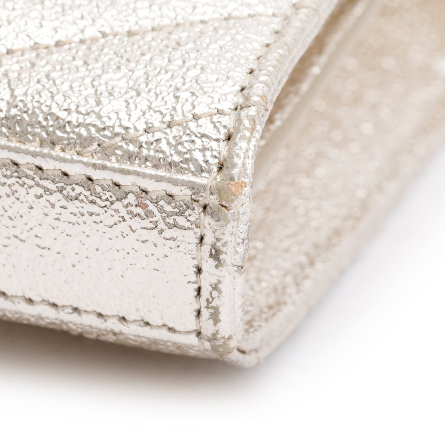 Saint Laurent Metallic Gold Grain De Poudre Leather Cassandre Matelasse Chain Wallet