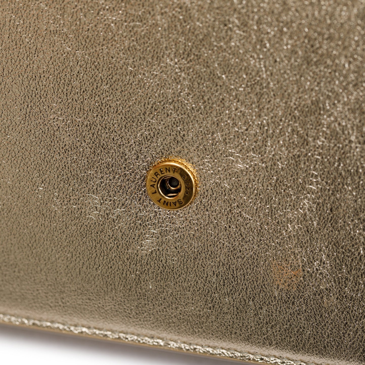 Saint Laurent Metallic Gold Leather Cassandre Envelope Chain Wallet