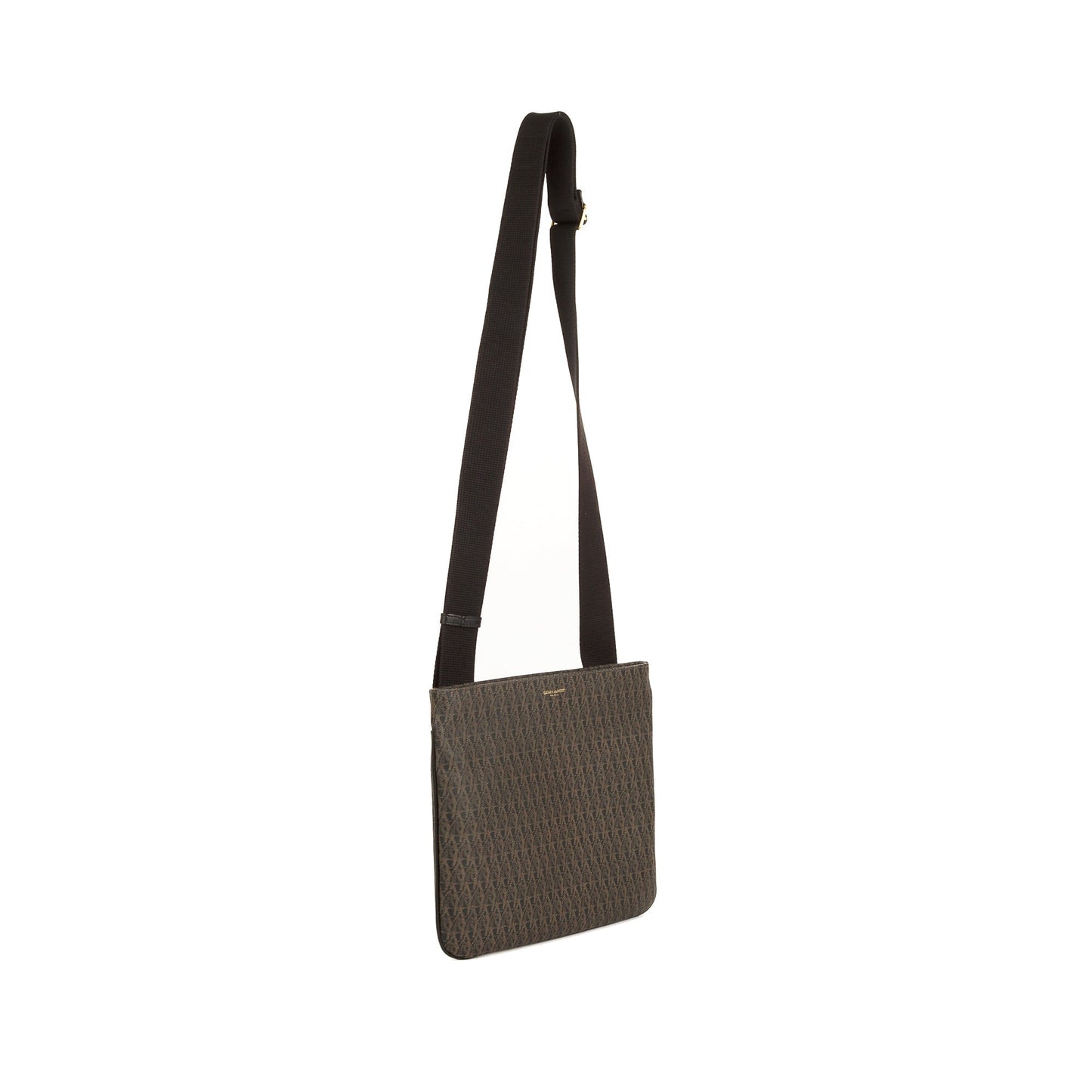 Saint Laurent Monogram Canvas Flat Messenger Bag