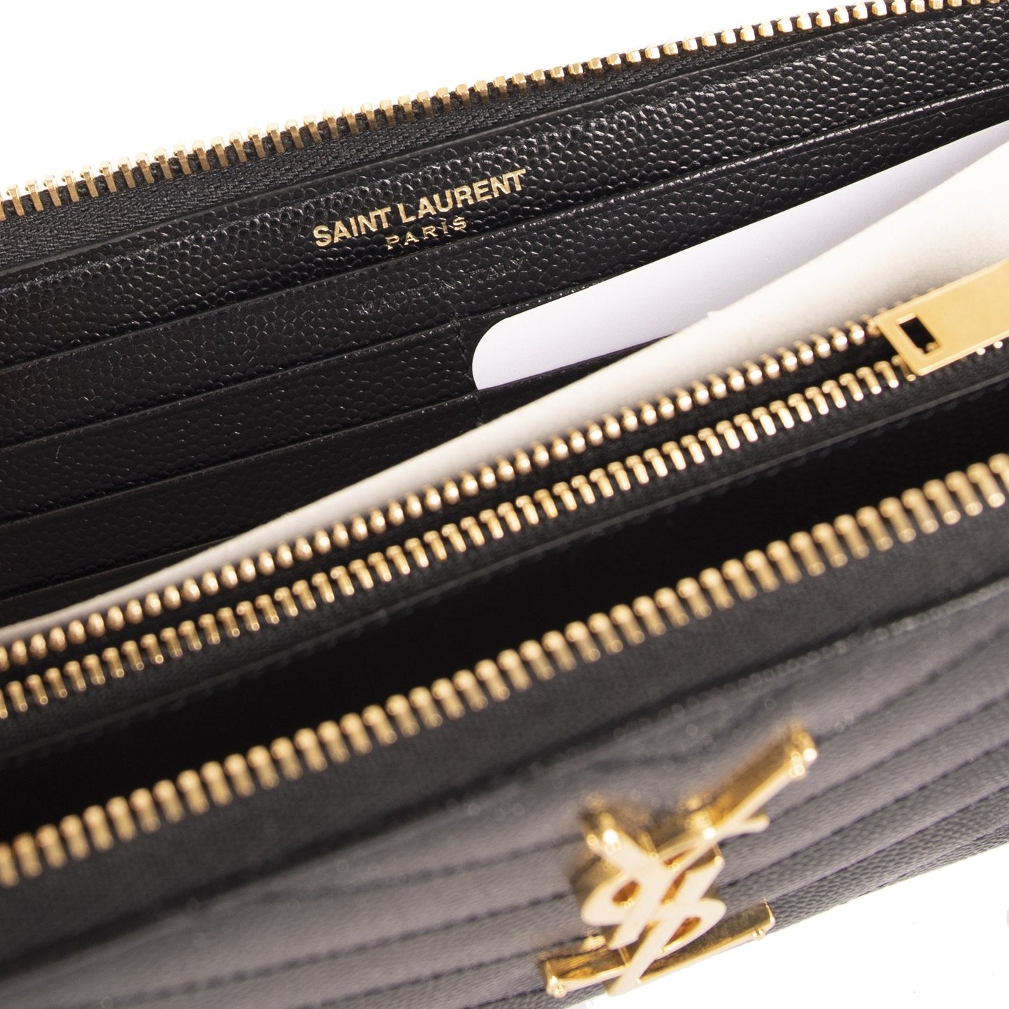 Saint Laurent Monogram Zip Around Leather Wallet