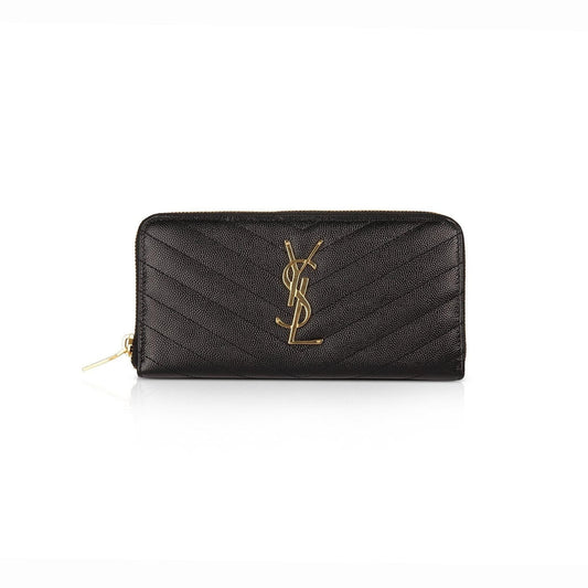 Saint Laurent Monogram Zip Around Leather Wallet