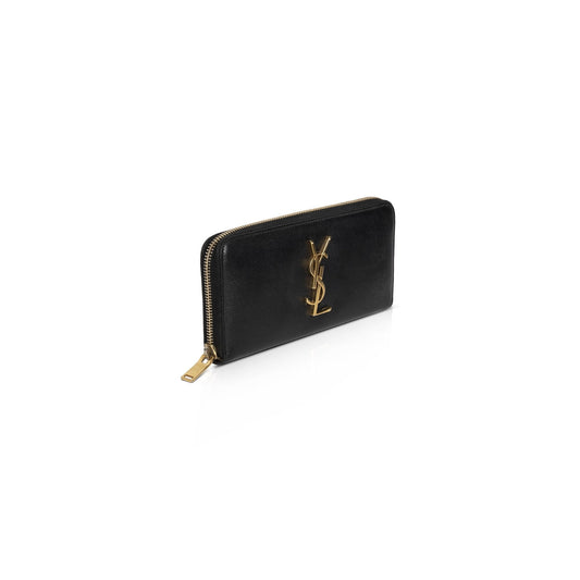 Saint Laurent Monogram Zip-Up Leather Wallet