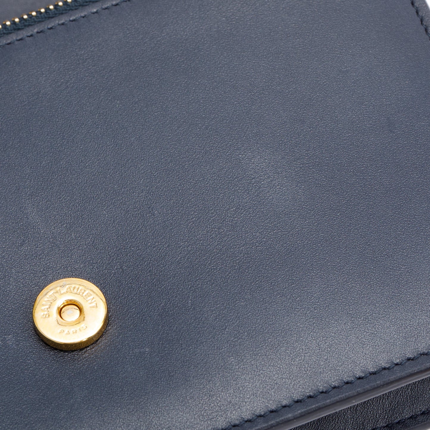 Saint Laurent Navy Calfskin Leather Kate Tassel Wallet on Chain