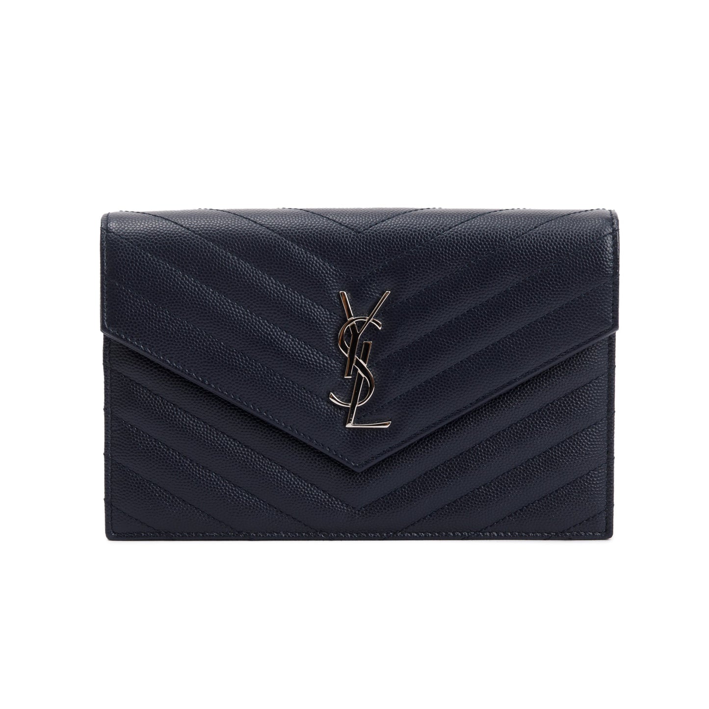 Saint Laurent  Navy Cassandre Matelasse Envelope Chain Wallet