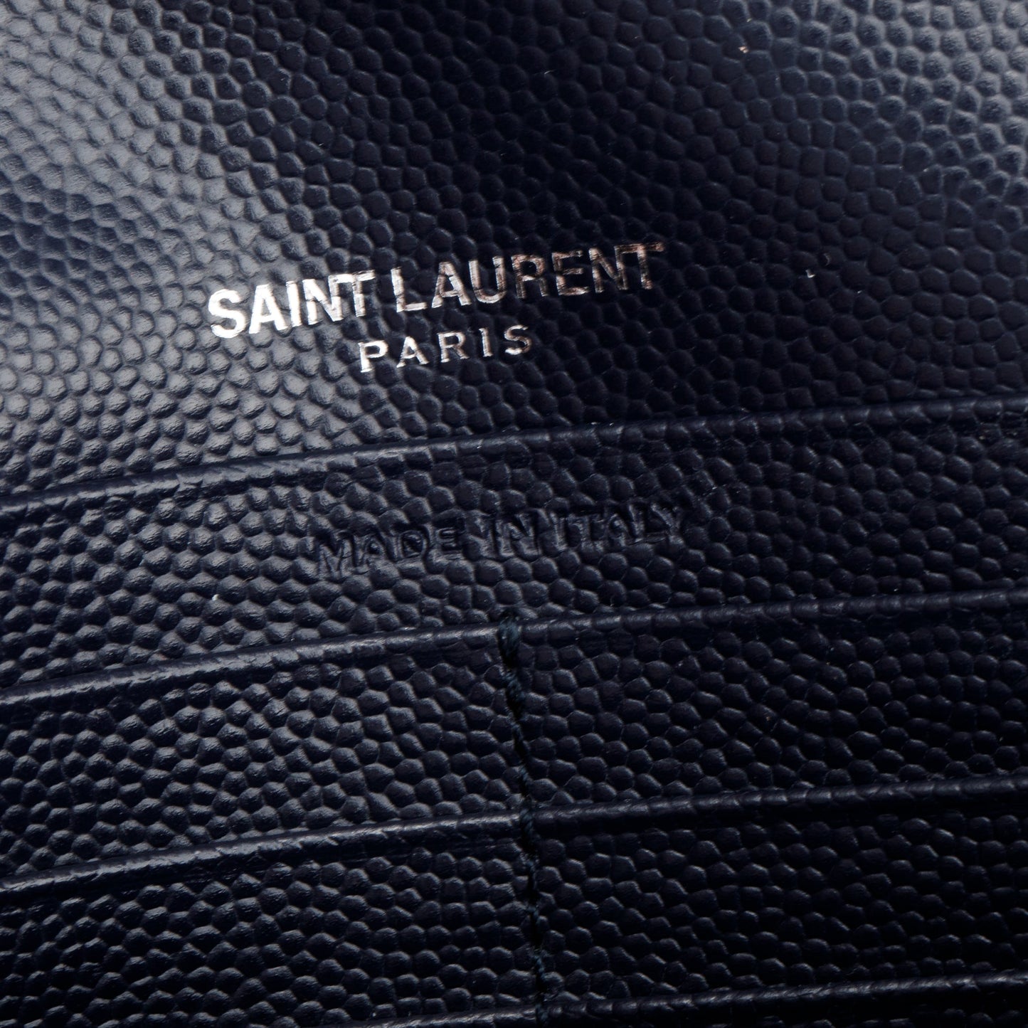 Saint Laurent Navy Grain De Poudre Leather Cassandre Envelope Chain Wallet
