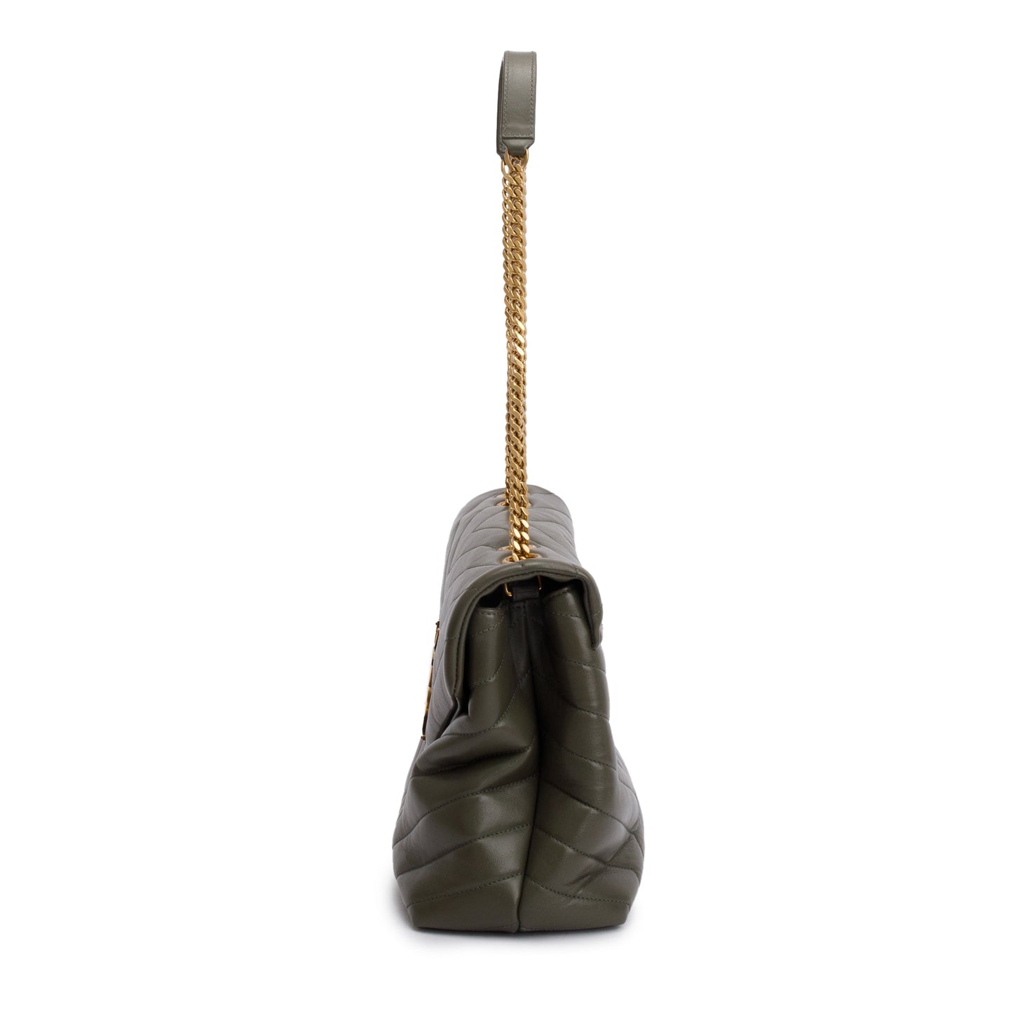 Saint Laurent Olive Green Quilted Leather Medium Loulou Monogram Shoulder Bag