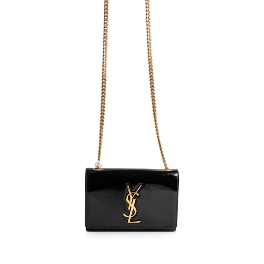 Saint Laurent Patent Leather Monogram Small Kate Bag