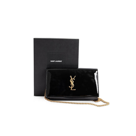 Saint Laurent Patent Leather Kate Chain Wallet