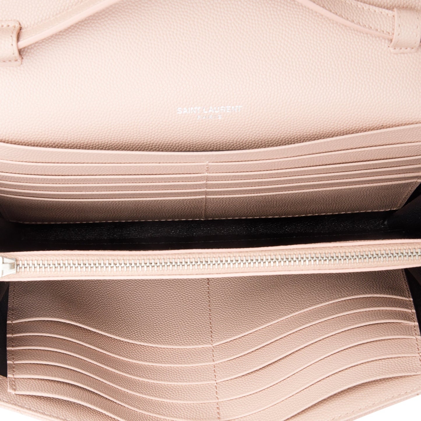 Saint Laurent Pink Grain De Poudre Leather Cassandre Envelope Chain Wallet