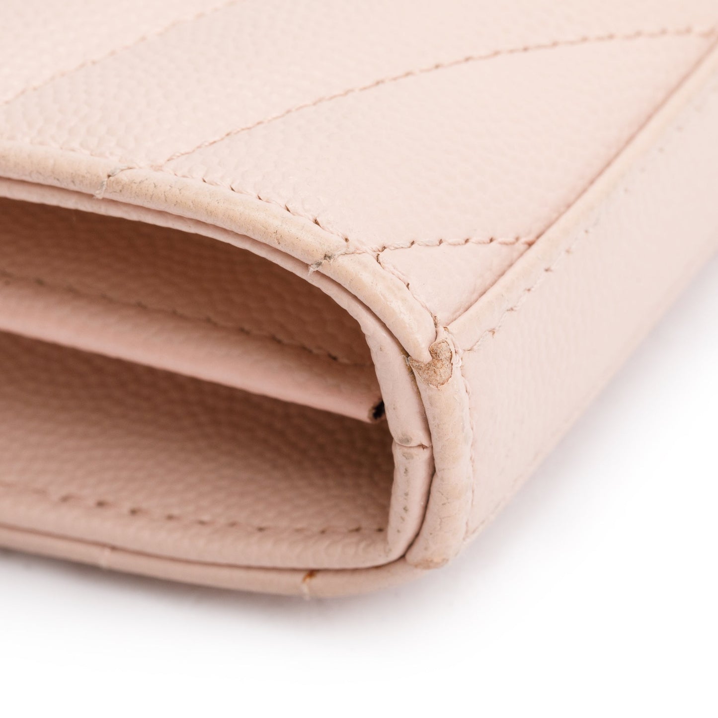 Saint Laurent Pink Grain De Poudre Leather Cassandre Matelasse Chain Wallet