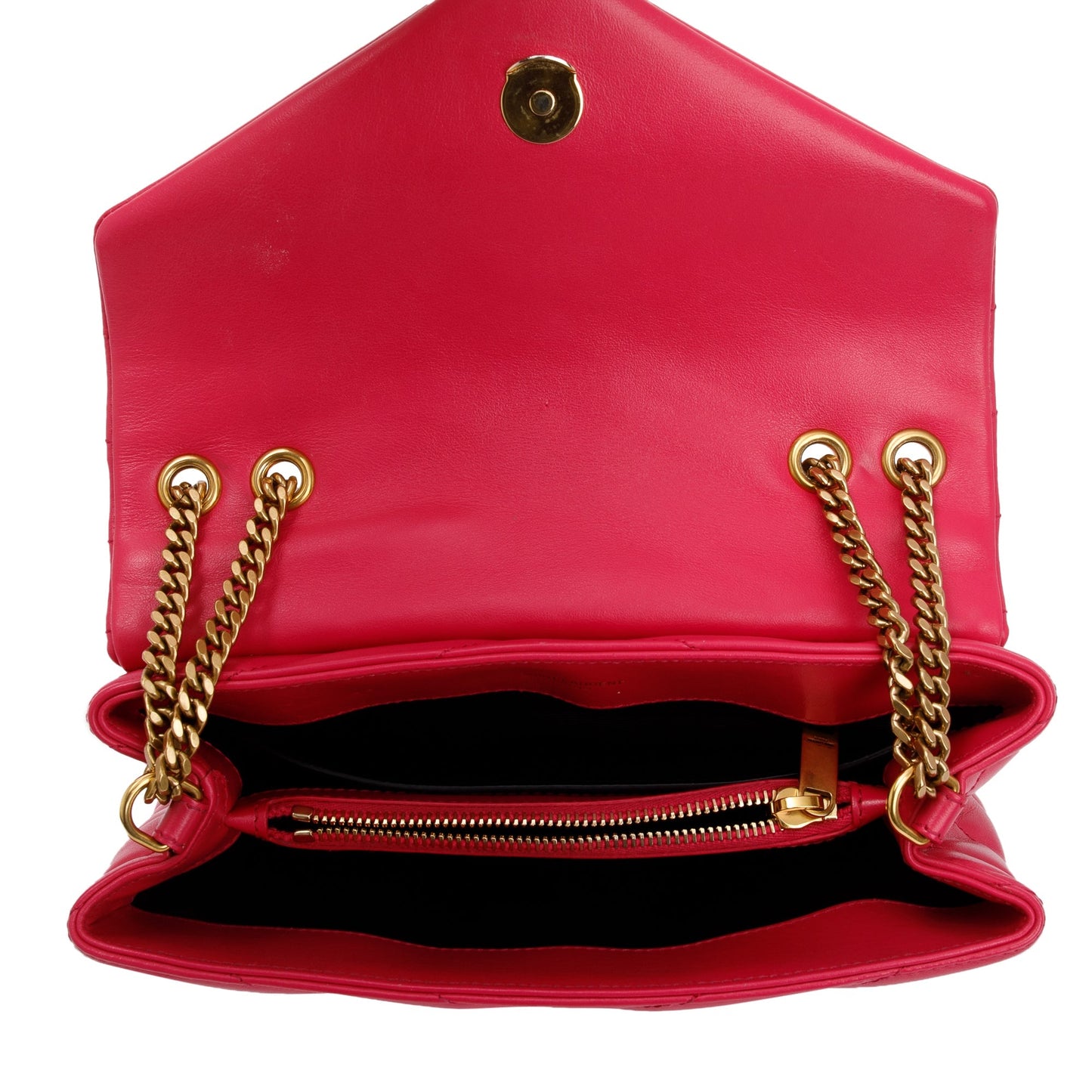 Saint Laurent Pink Leather Small Loulou Chain Shoulder Bag
