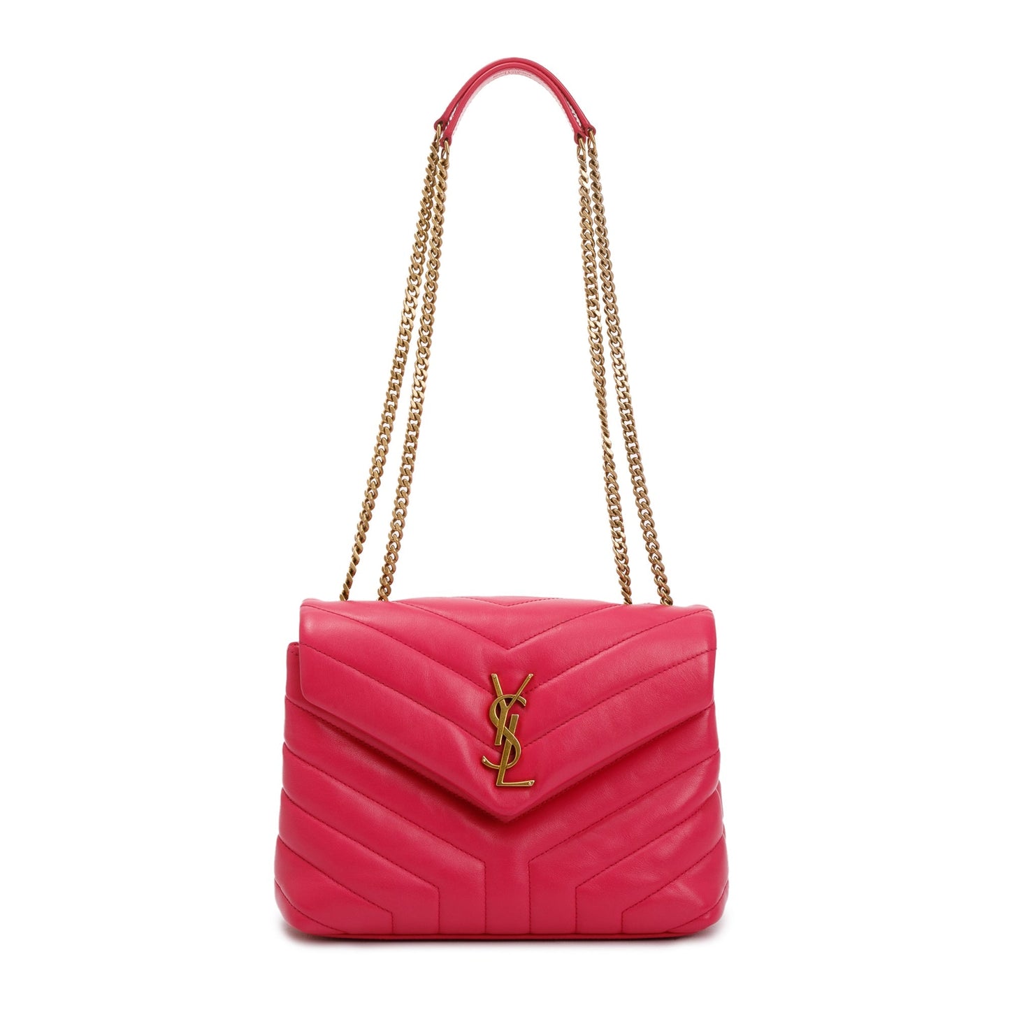 Saint Laurent Pink Leather Small Loulou Chain Shoulder Bag