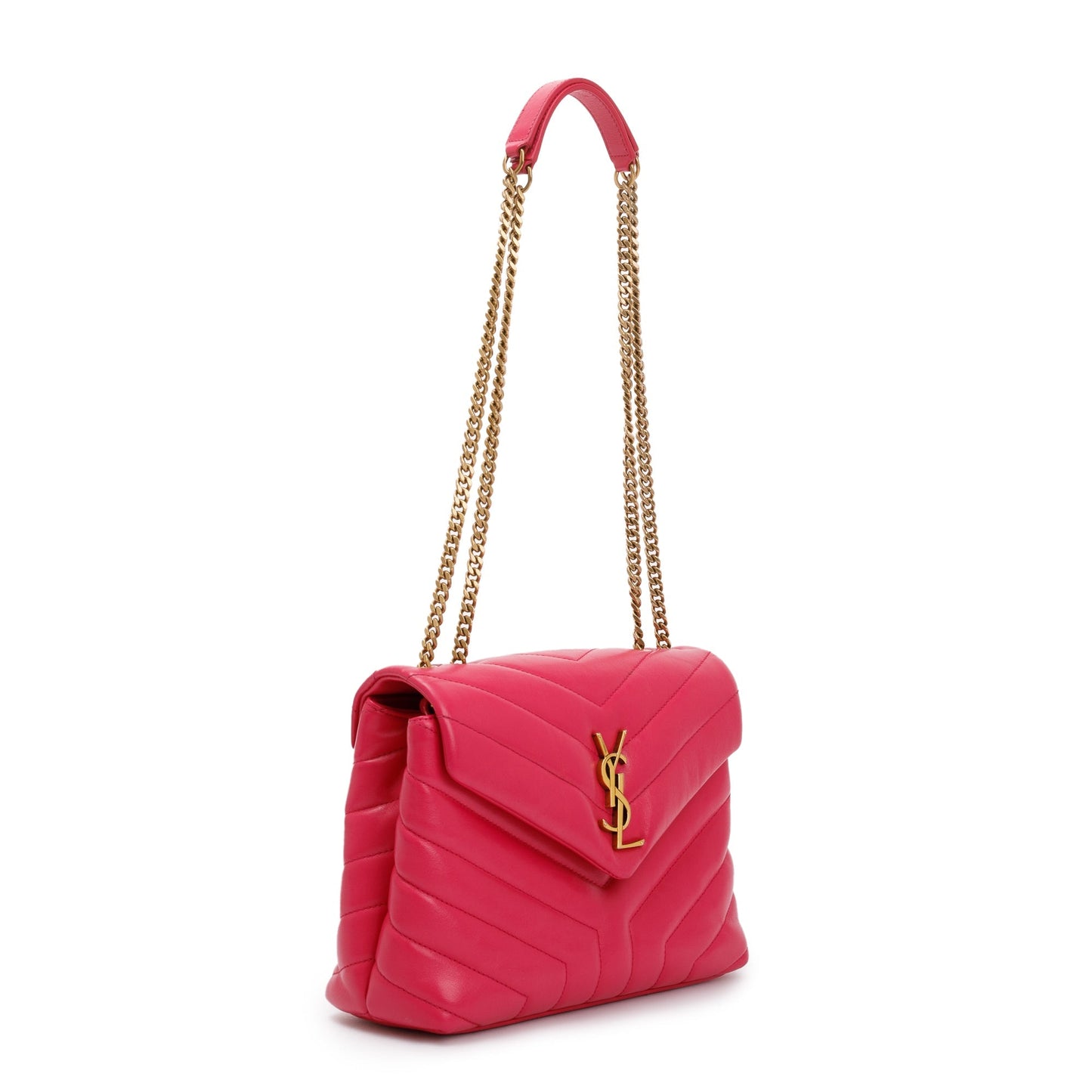Saint Laurent Pink Leather Small Loulou Chain Shoulder Bag