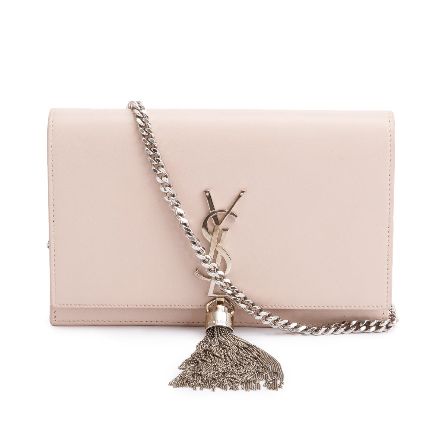 Saint Laurent Pink Smooth Leather Small Classic Monogram Kate Tassel Chain Bag
