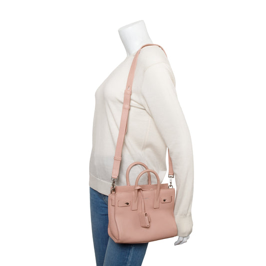 Saint Laurent Pink Supple Calfskin Leather Nano Sac De Jour