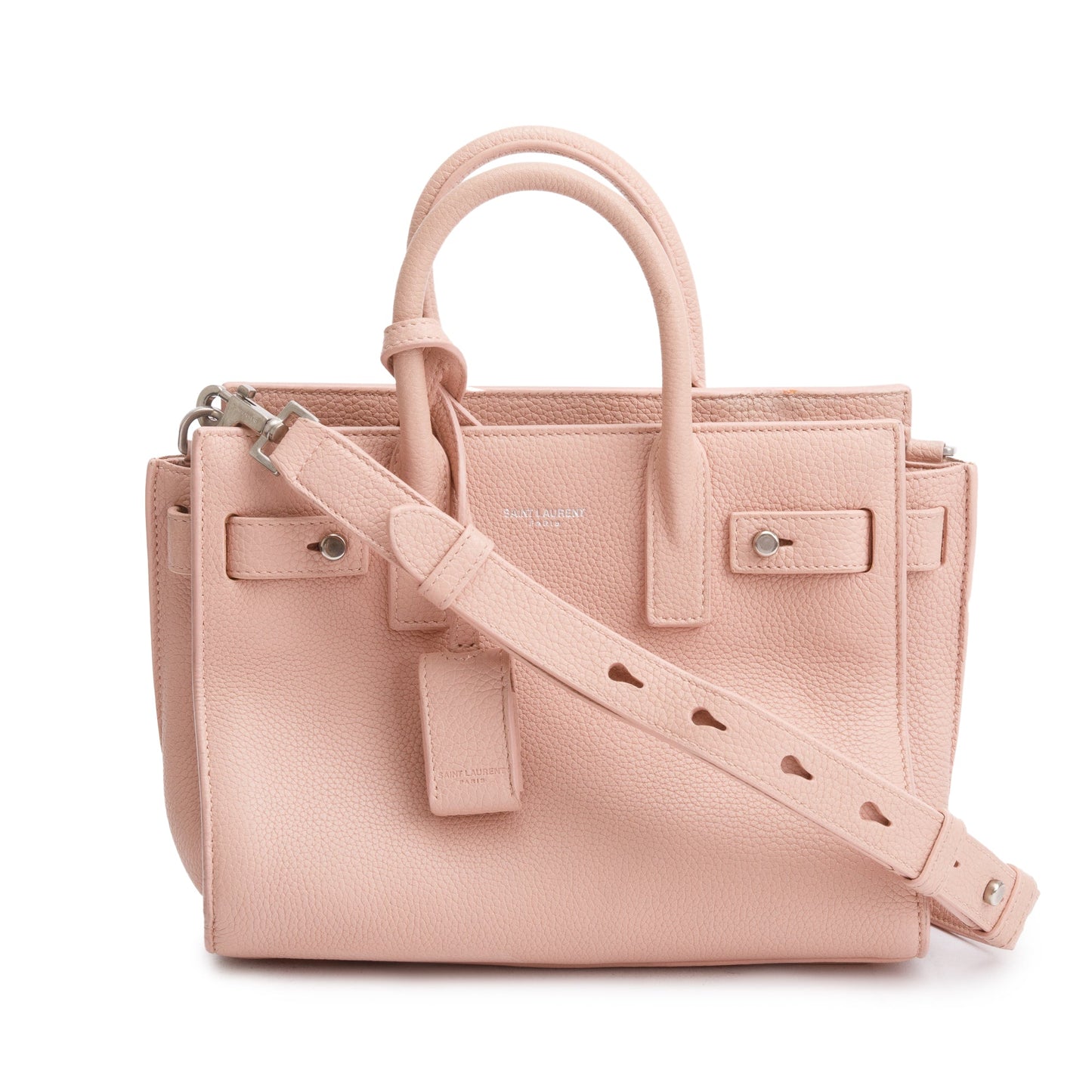 Saint Laurent Pink Supple Calfskin Leather Nano Sac De Jour