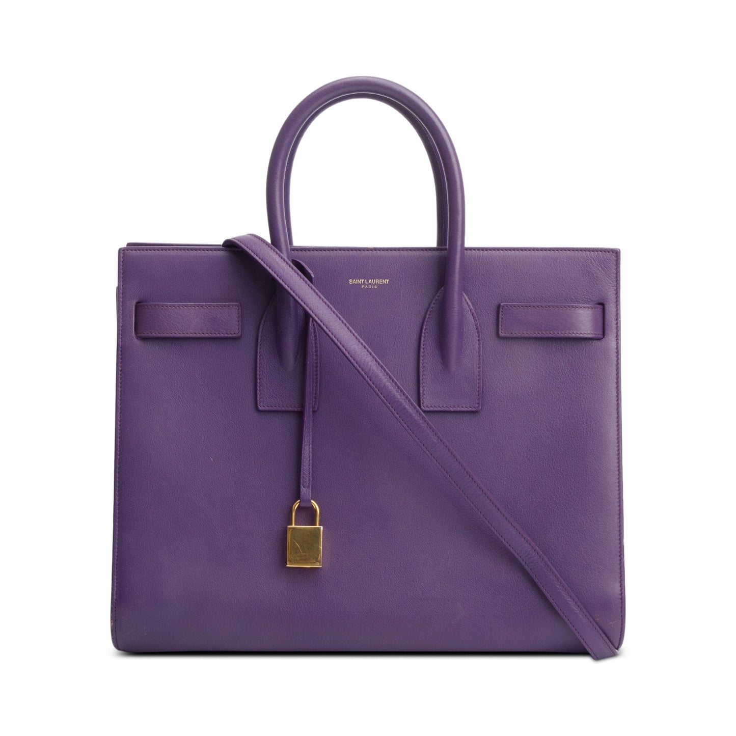 Saint Laurent Purple Calfskin Leather Small Sac De Jour