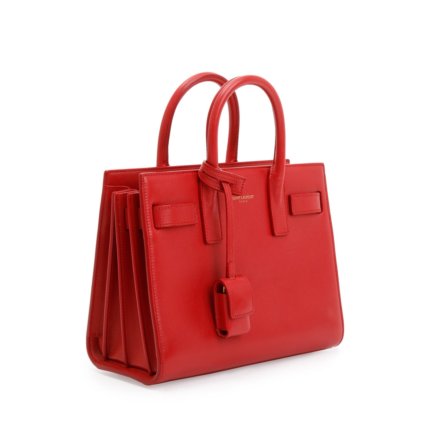 Saint Laurent Red Smooth Calfskin Leather Nano Sac De Jour