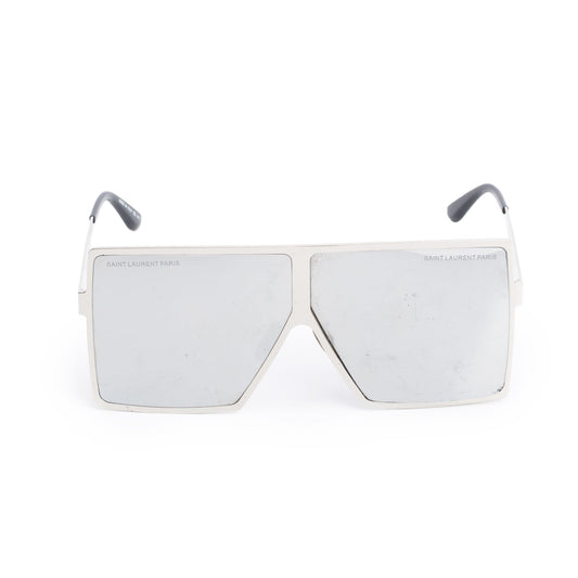 Saint Laurent SL 182 Silver Tone Metal Frame Betty Shield Sunglasses