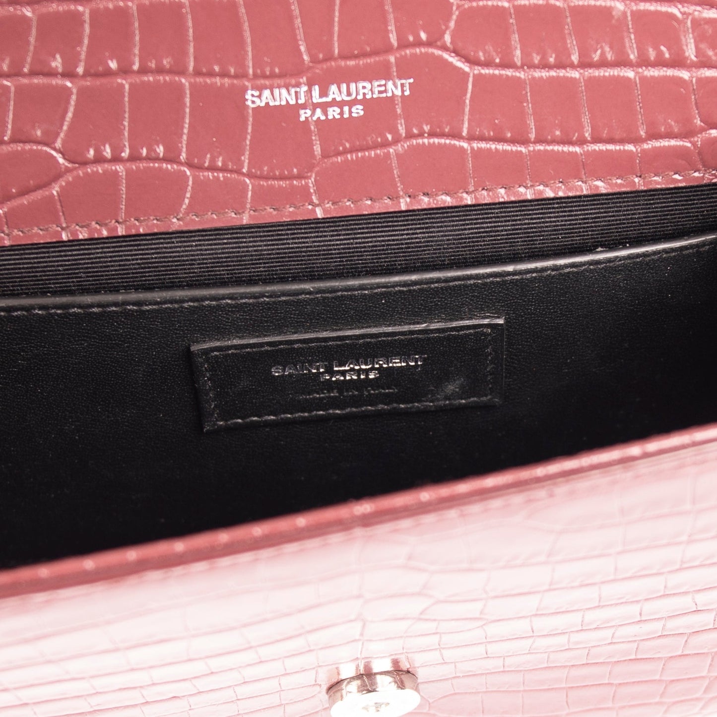 Saint Laurent Small Croc-Embossed Kate Tassel Chain Bag