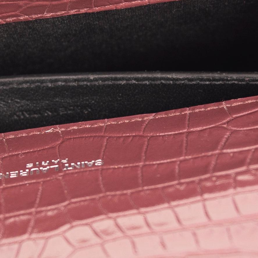 Saint Laurent Small Croc-Embossed Kate Tassel Chain Bag