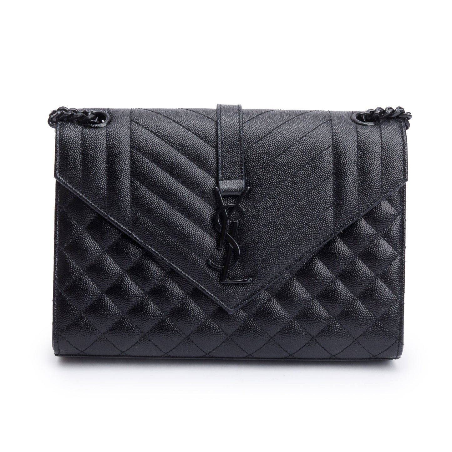 Saint Laurent So Black Grained De Poudre Medium Envelope Shoulder Bag
