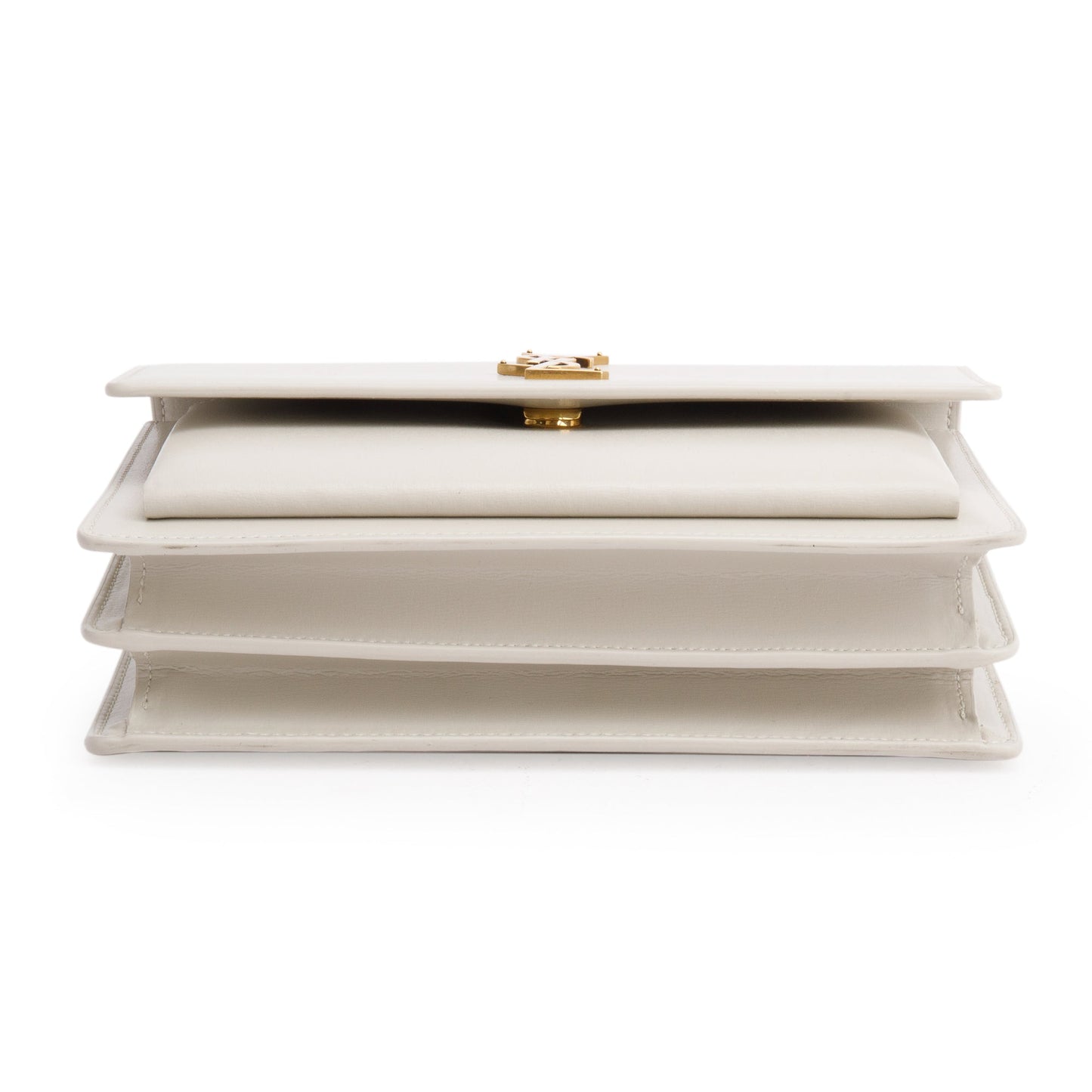 Saint Laurent White Calfskin Leather Medium Sunset Shoulder Bag