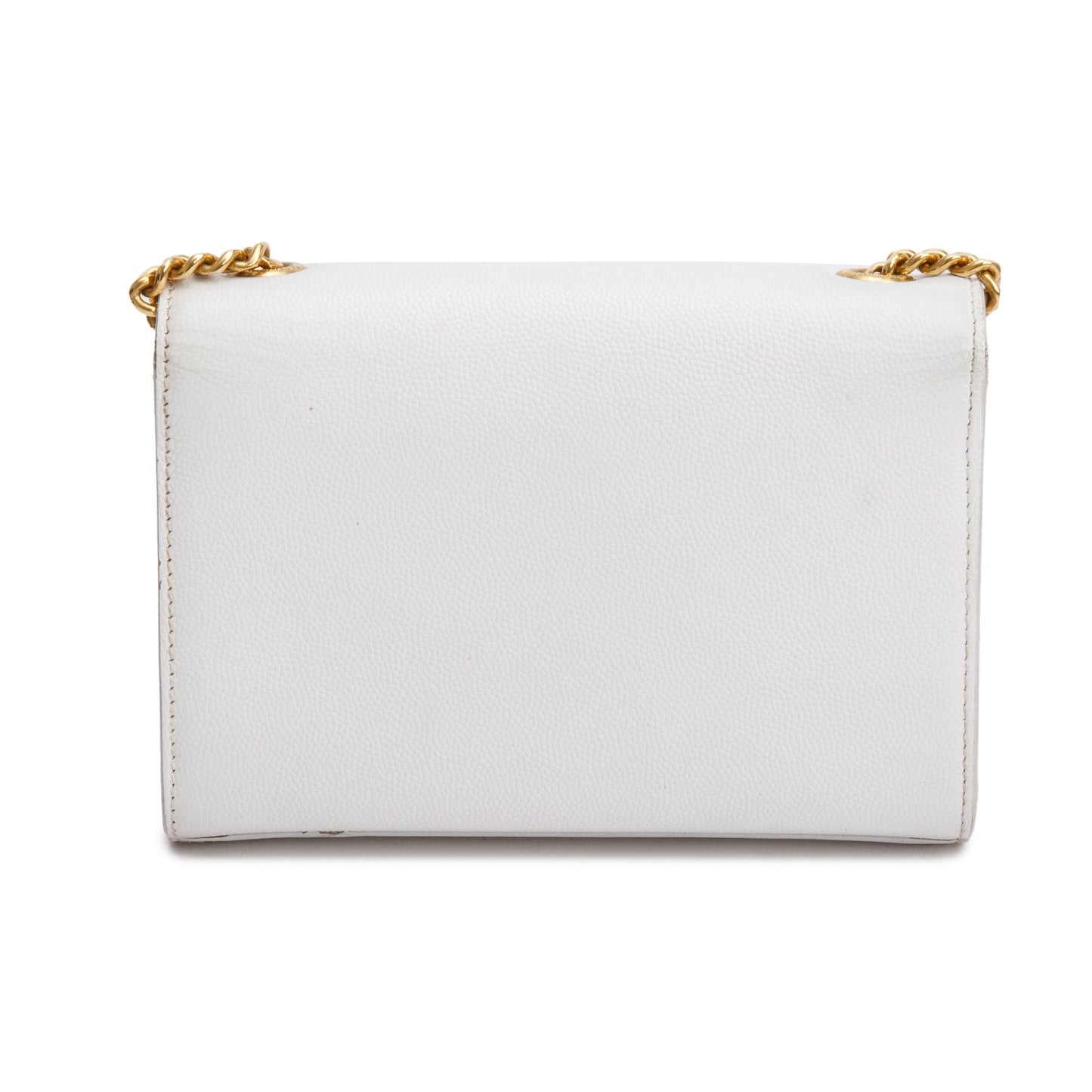 Saint Laurent White Grain De Poudre Leather Mini Monogram Kate Bag
